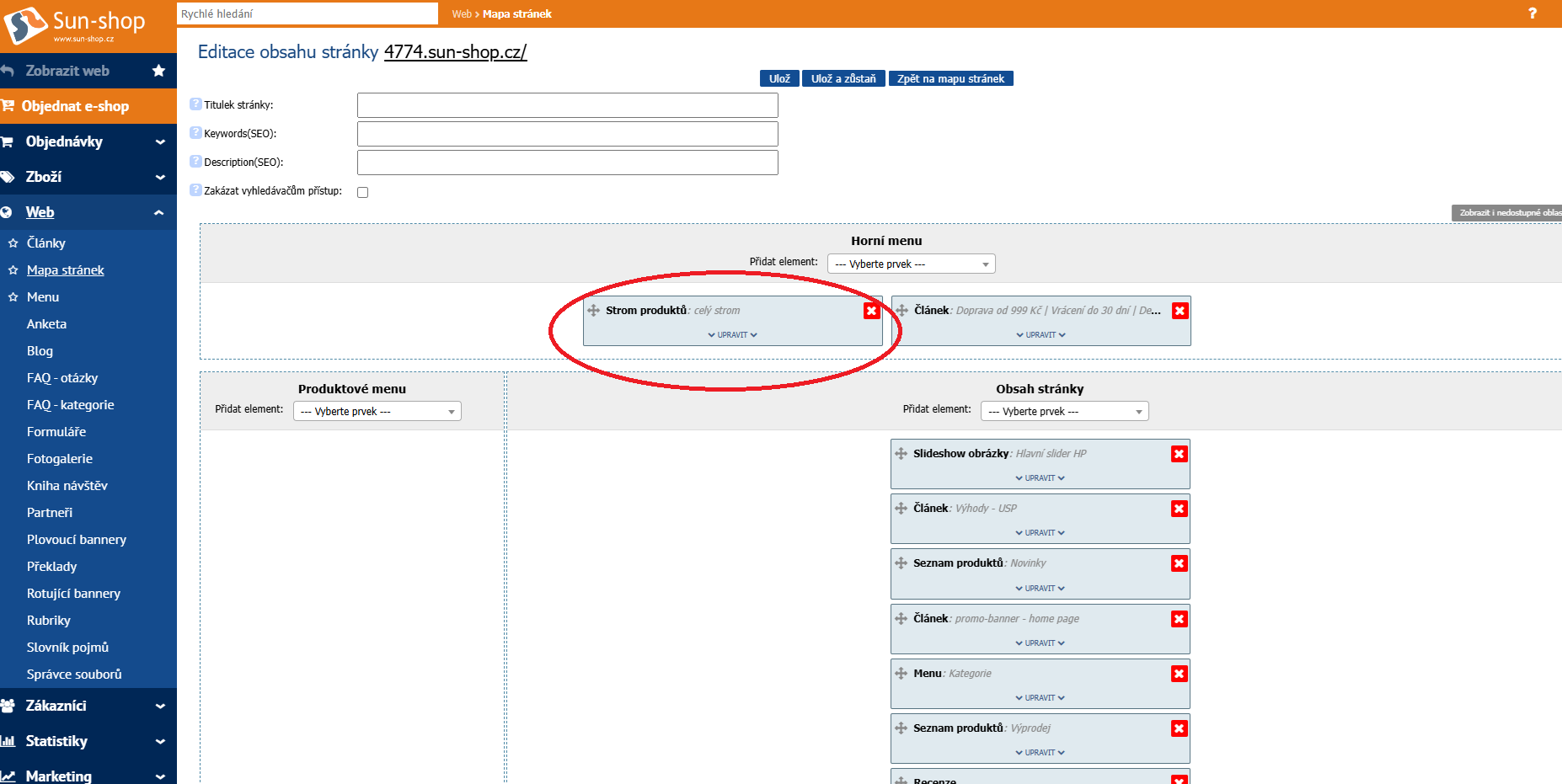 Horizontální menu ukázka
